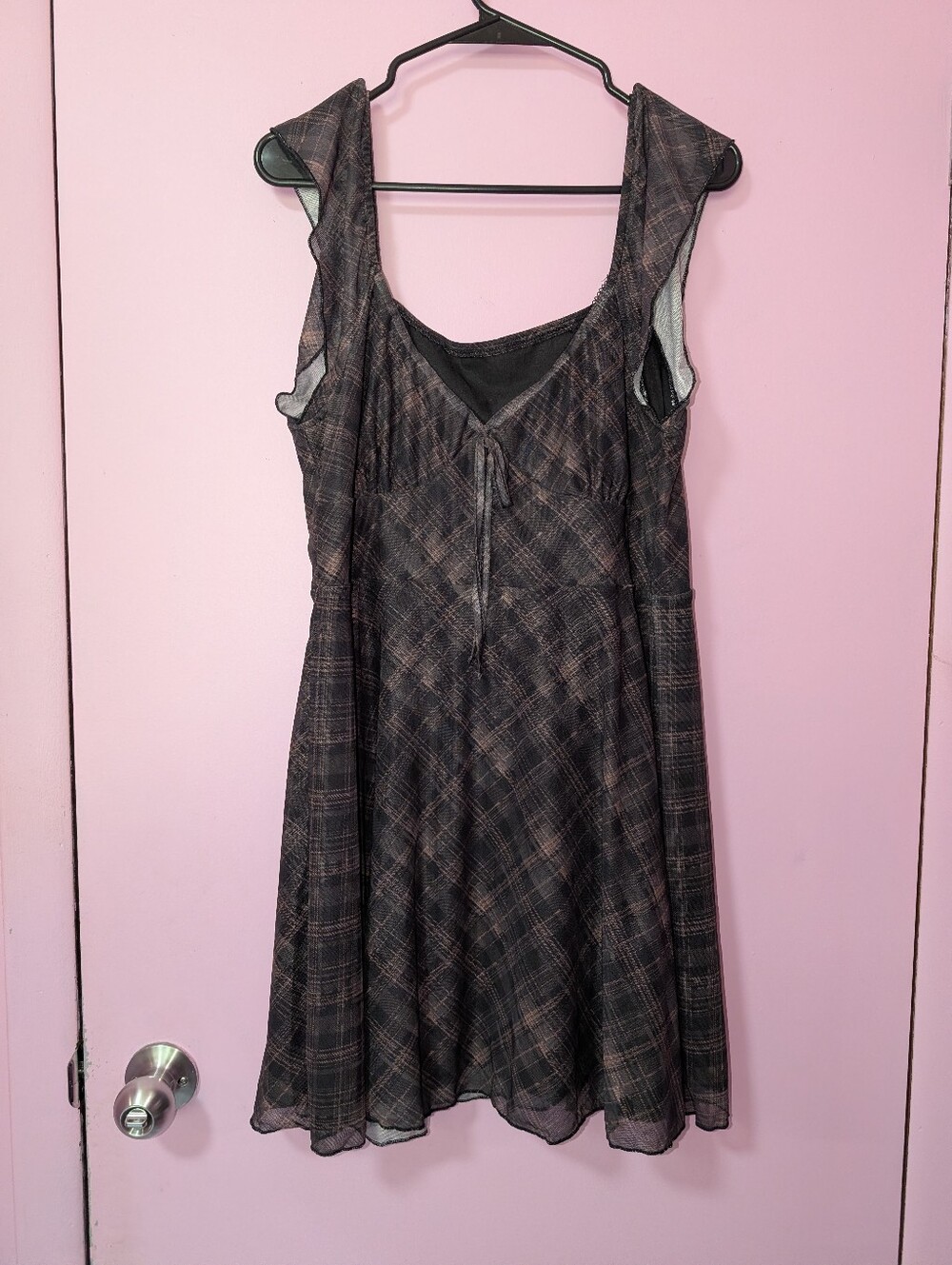 Grunge Plaid Skater Midi Dress